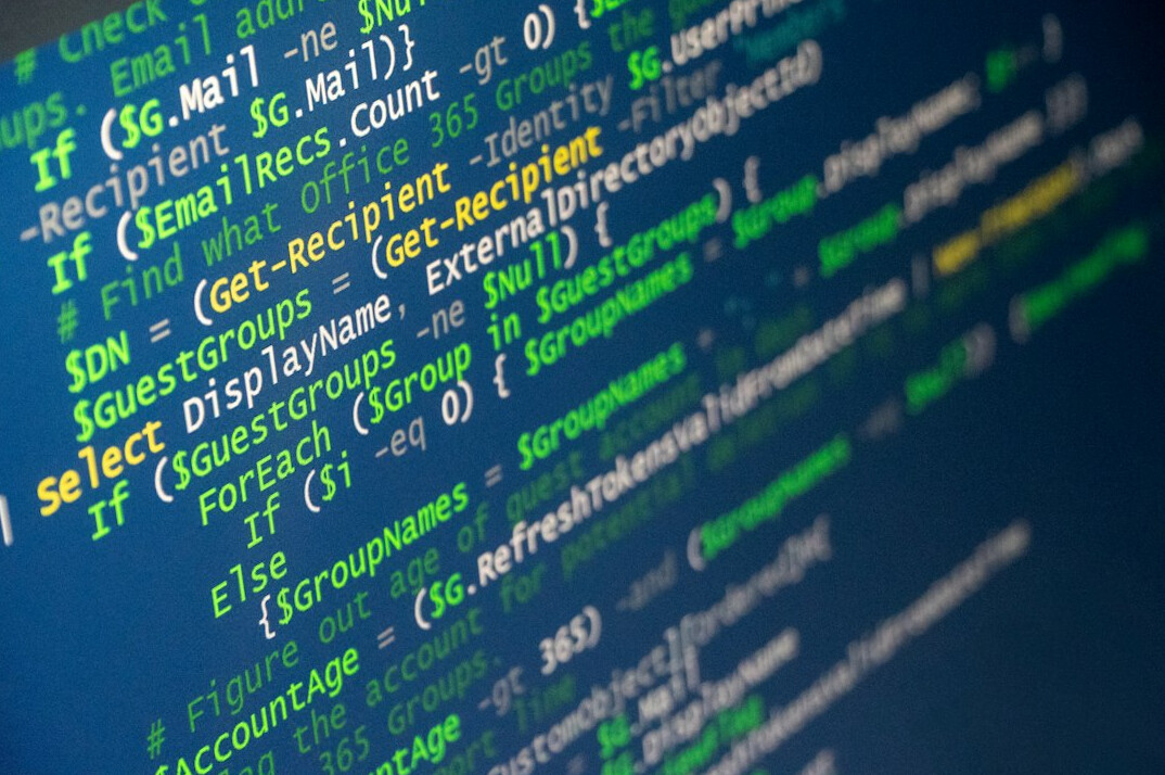 code on computer screen